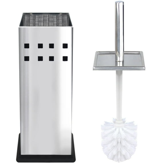 Blue Donuts - Toilet Brush and Holder, Toilet Bowl Brush for Bathroom, Toilet Cleaner, Odor Free, Chrome