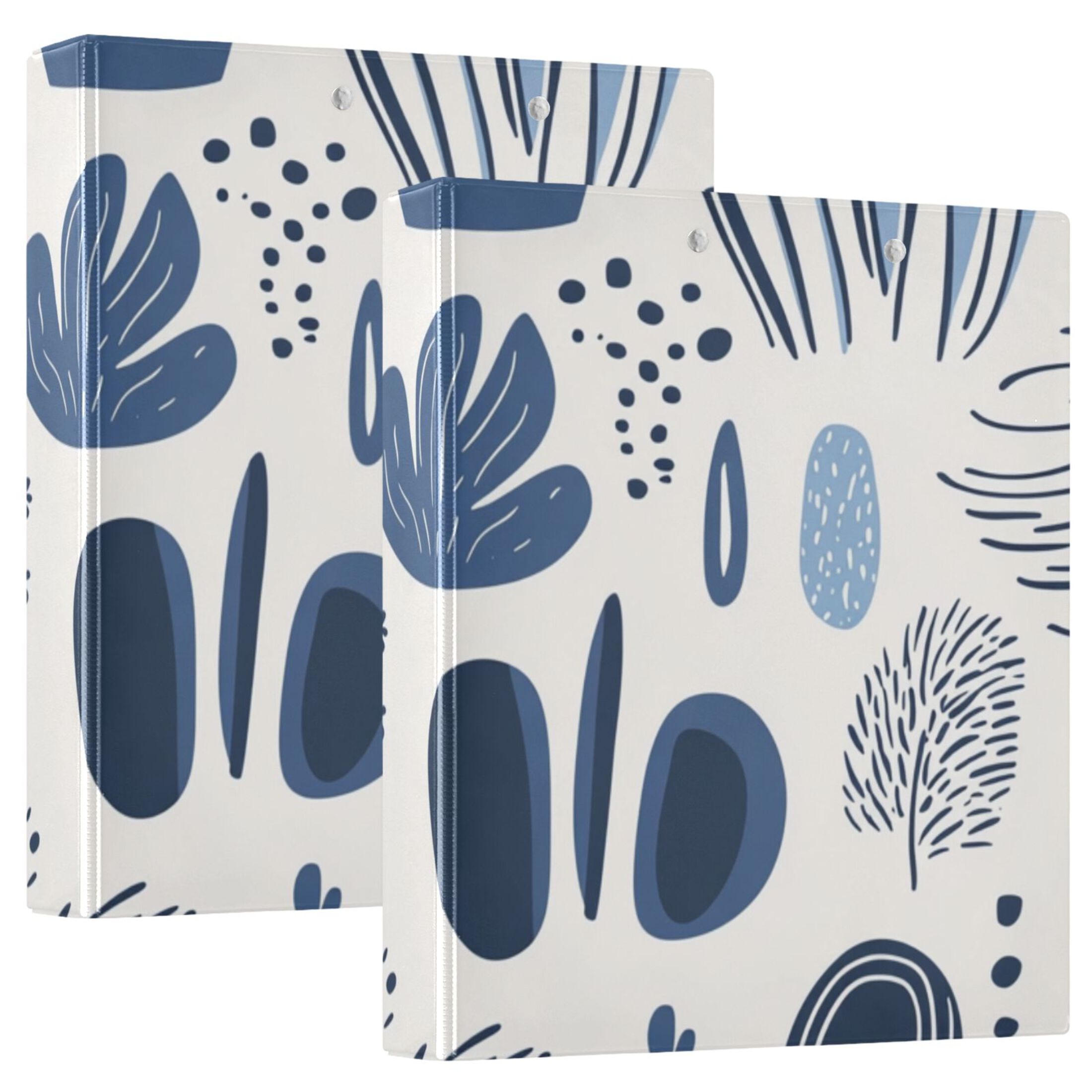 Blue Doodles Lines 3 Ring Binders 1.5 inch Hardcover File Folders with Interior Pockets A4 Size Organizer for School Office Hospital