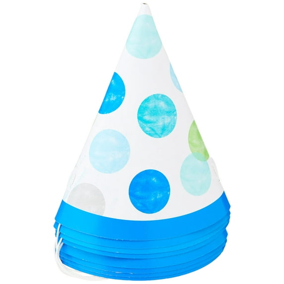 Blue Dots 1st Birthday Party Hats, 1 Pack