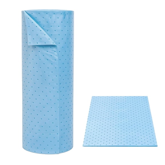 Blue Double-Sided Surgical Floor Mat Roll, Perforated Absorbent, 32 in x 100 ft