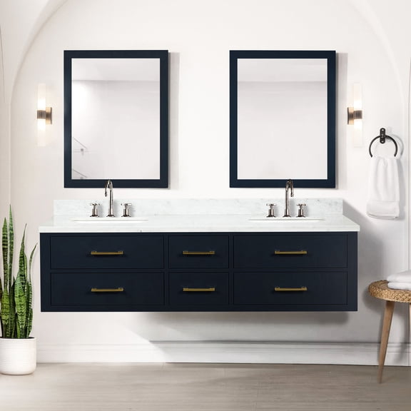 Blue Double Sink Vanity with Storage | Perfect for Small Bathroom Decor | Get Four Drawers and Under-Sink Space