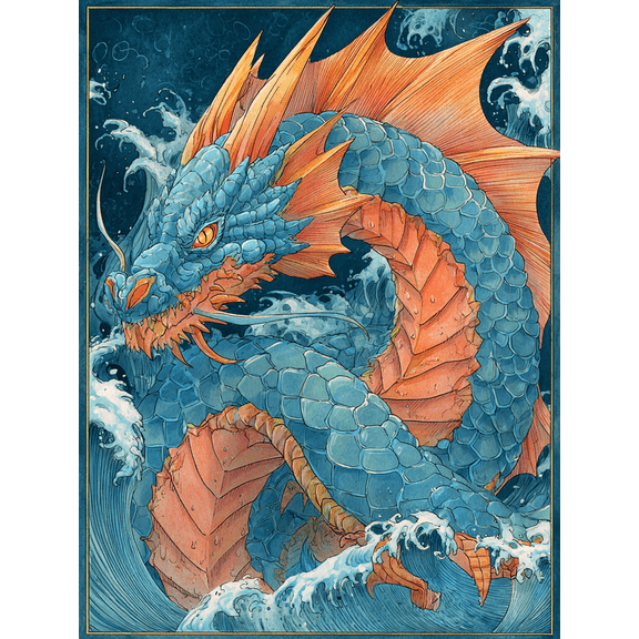 Blue Dragon Cherry Blossom Canvas Print Wall Decor for Living Room Bedroom Office Study Meditation Room