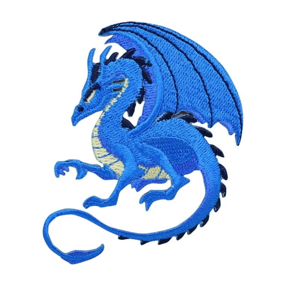Blue Dragon - Facing Left - Legendary/Mythical/Fantasy - Iron on Applique/Embroidered Patch