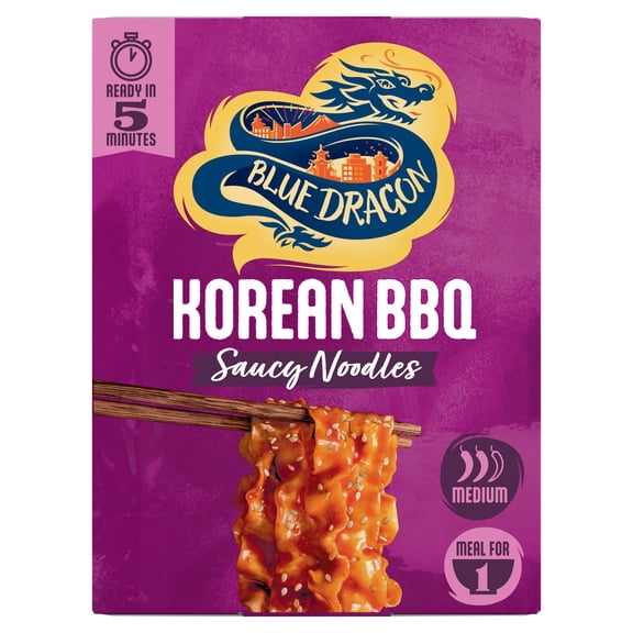 Blue Dragon Korean BBQ Saucy Noodles 122g, Imported from Britain