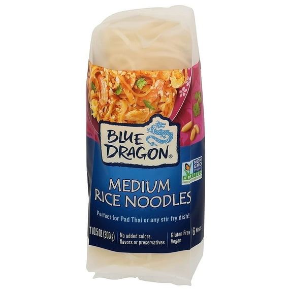 Blue Dragon Medium Rice Noodles, 10.58 oz, Pack of 4