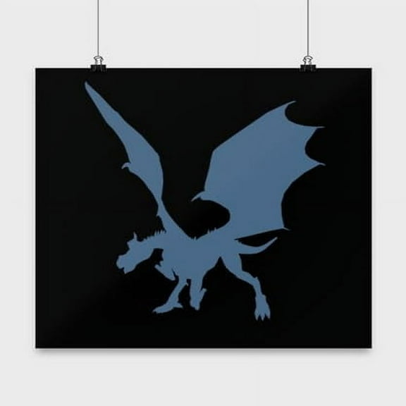 Blue Dragon Art Print - Fantasy Decor for Kids Room - 13x13 Poster Print