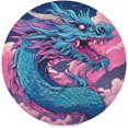 Blue Dragon Pink Round Placemats Washable Placemats NonSlip Heat