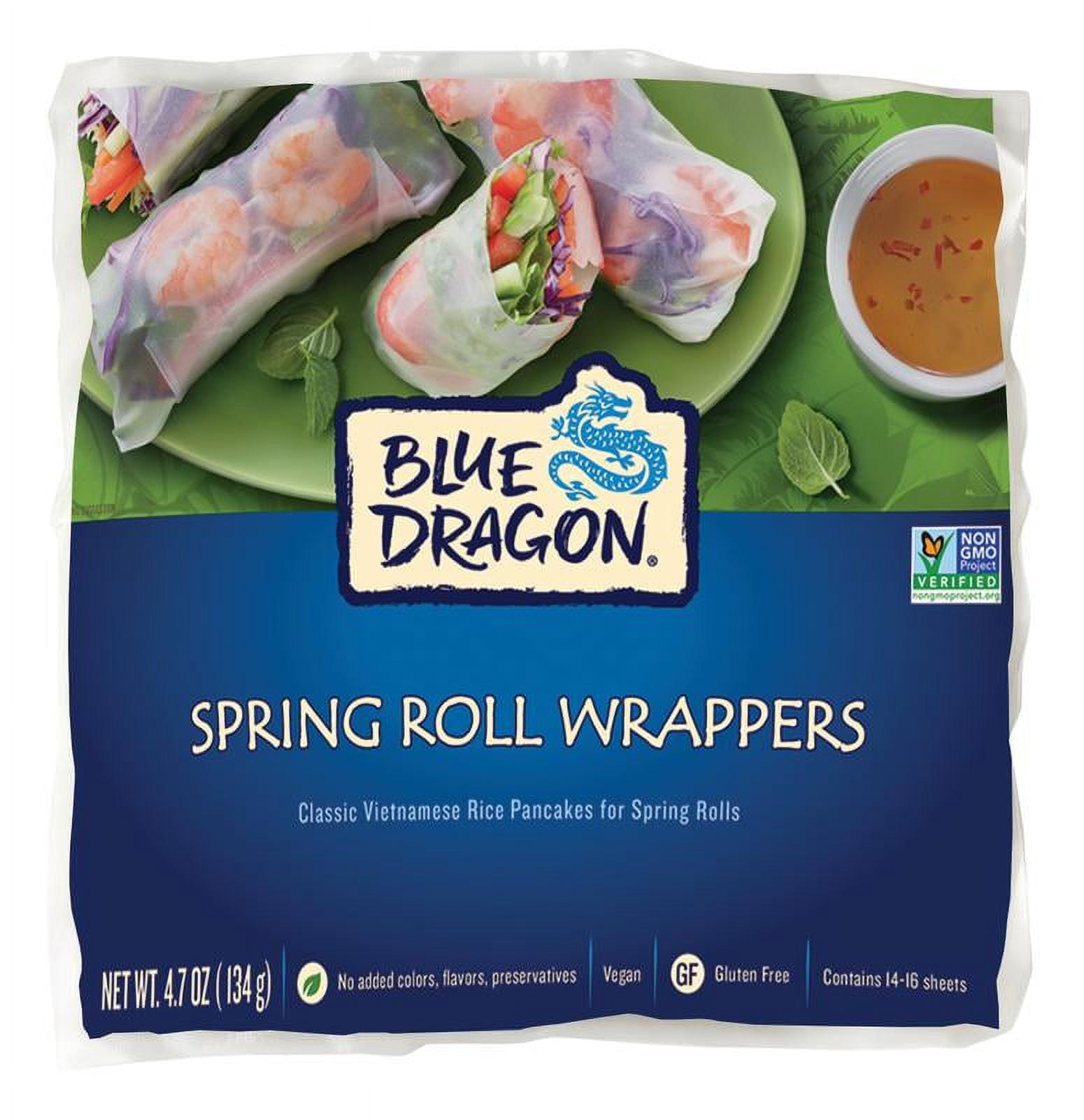 Blue Dragon Spring Roll Wrappers, 4.7 oz Vegan-Friendly for Fresh or ...