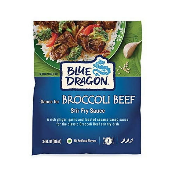 Blue Dragon Stir Fry Sauce, Broccoli Beef, 3.4 Oz (Pack of 1) Authentic Rich Sauce with Ginger, Garlic & Toasted Sesame| No Artificial Flavors| No MSG