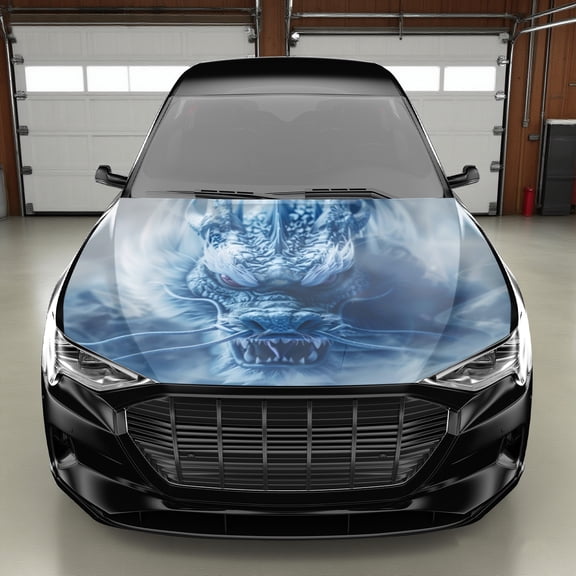 Blue Dragon Vinyl Sticker- Detailed, Realistic Car Hood Decal for Trucks And Cars, Durable PVC Material, Perfect for Graphic Enhancement, Truck Decoration| Realistic Design| Durable Vinyl