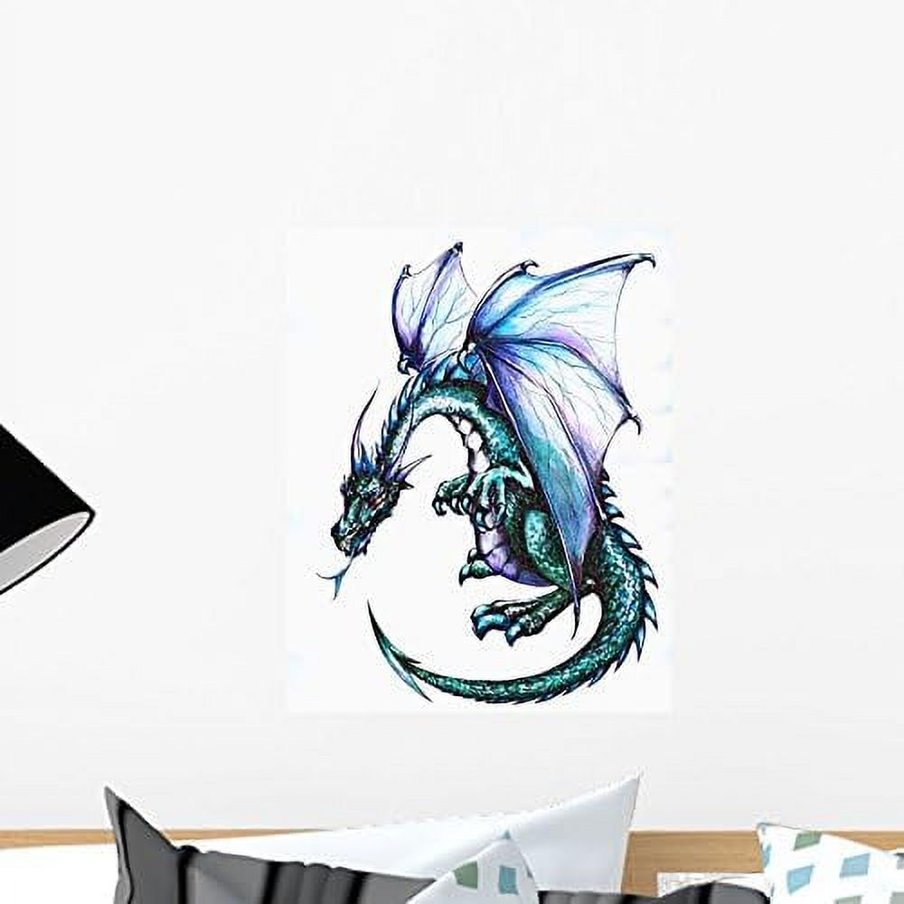 Blue Dragon Wall Decal 18 Inches X 14 Inches Peel And Stick