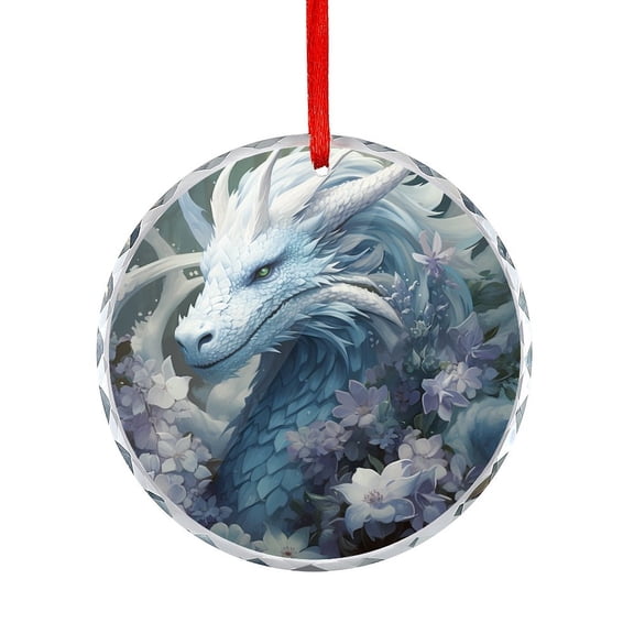Blue Dragon With Flowers Xmas Ornament Blue Dragon Christmas Glass Decoration Gift Exchange Present Ideas