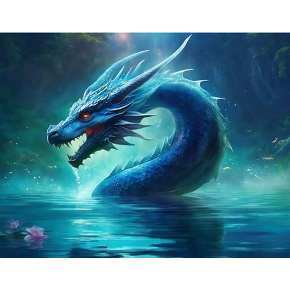 Blue Dragon in water Edible Icing Sheets- Assorted Image Cake Toppers-Frosting Sheets- Cookies- Cupcake Toppers for 1/4 Sheet Cake or Larger