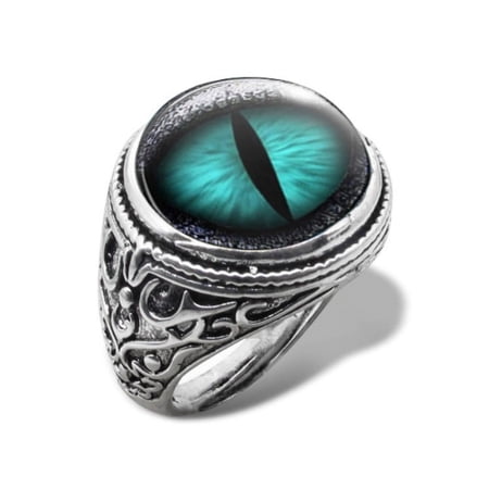 Blue Dragon's Eye Adjustable OSFM Glass Domed Ring