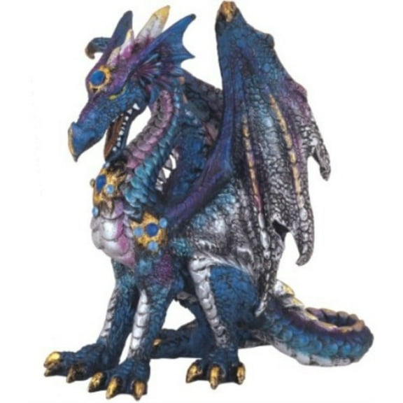 Blue Dragon with Gems Medieval Fantasy Figurine Sculpture Statue Decoration New