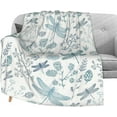 thumbnail image 1 of Xchearser Blue Dragonfly Flannel Fleece Throw Blanket 50"x60", Living Room/Bedroom/Sofa Couch Warm Soft Bed Blanket for Girls Boys Adults All Season Ultra Soft, 1 of 5
