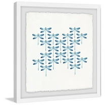 Blue Dragonfly Rows Framed Painting Print