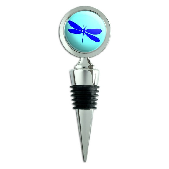 Blue Dragonfly Silhouette Wine Bottle Stopper