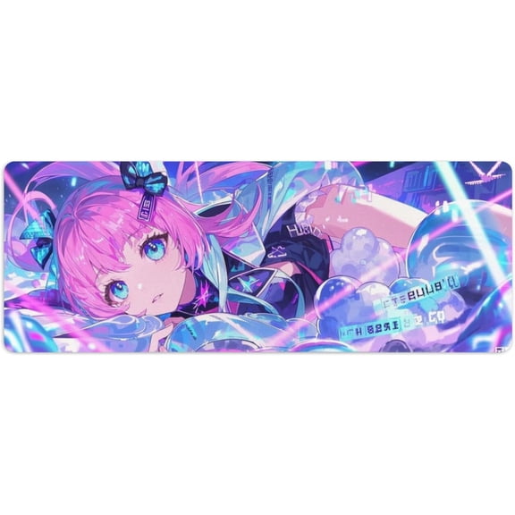 Blue Dream Aesthetic Aqua Fantasy Anime Girl Gaming Mouse Pad | Extra Thick Waterproof Desk Mat | Non-Slip Large Extended Surface (31.5x11.8 Inch) for Computer Keyboard & Home/Office Use