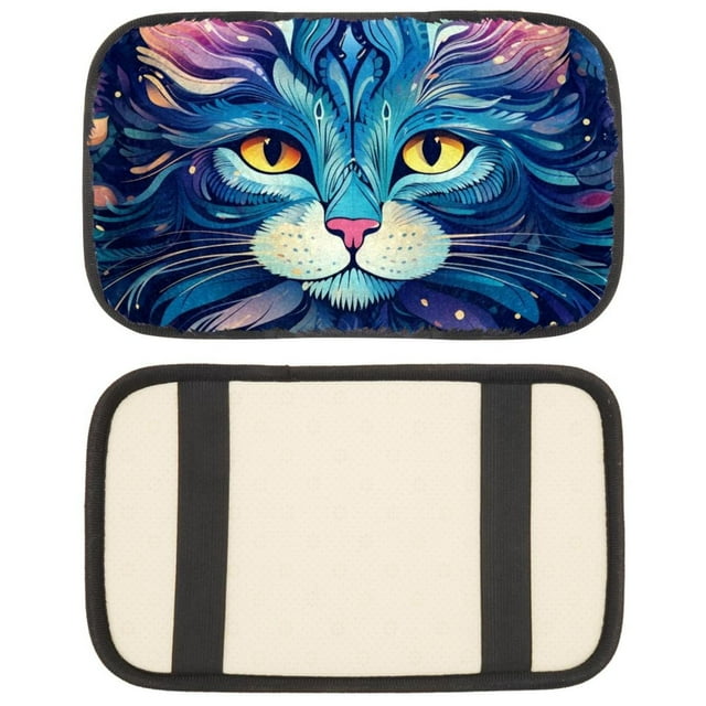 Blue Dream Art Cat Car Armrest Storage Box Mat, Memory Cotton Leather ...