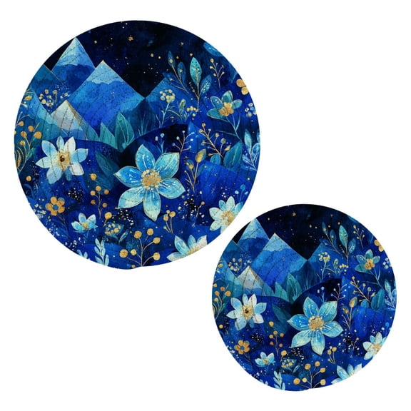 Blue Dream Flowers Trivets Potholders Cotton Braided Potholders Heat-Resistant Pads 7.09'' and 9.45''