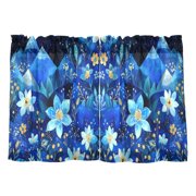 Blue Dream Flowers Kitchen Curtains Tier Set 27x24 Inch 2 Panels Semi Sheer Light Filtering Privacy UV Protection