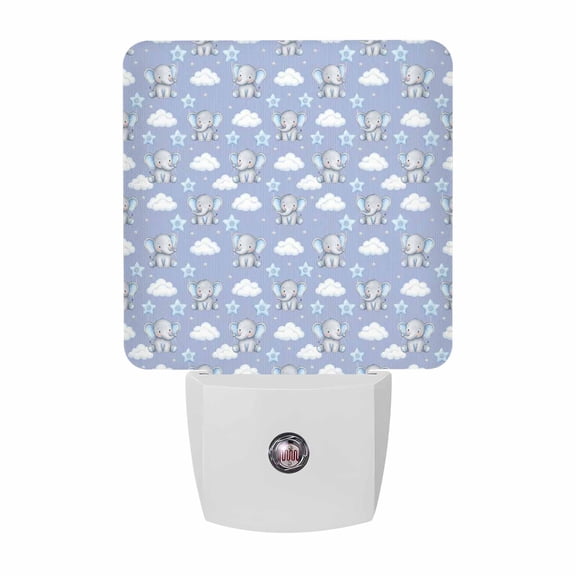 Blue Dreamy Elephant Night Lights, Cartoon Cloud Stars Fairytale Style Smart Auto Dusk to Dawn Sensor Nightlights Plug-in Nightlight for Bedroom Bathroom Living Room Kitchen Hallway