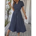 thumbnail image 1 of Blue Dress With Belted Waist And Short Sleeves, 1 of 30