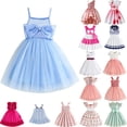 thumbnail image 1 of Blue Dresses for Toddlers Girls Mesh Patch Dressy Formal Elegant Sleeveless with Bow Flower Girls Dresses Cute Spaghetti Straps Dress, 1 of 10