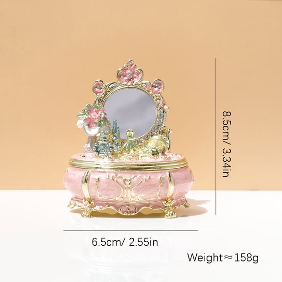 Blue Dressing Table Trinket Box Hinged, Hand Painted Enamel Figurine Collectible, Unique Gift for Home Decor