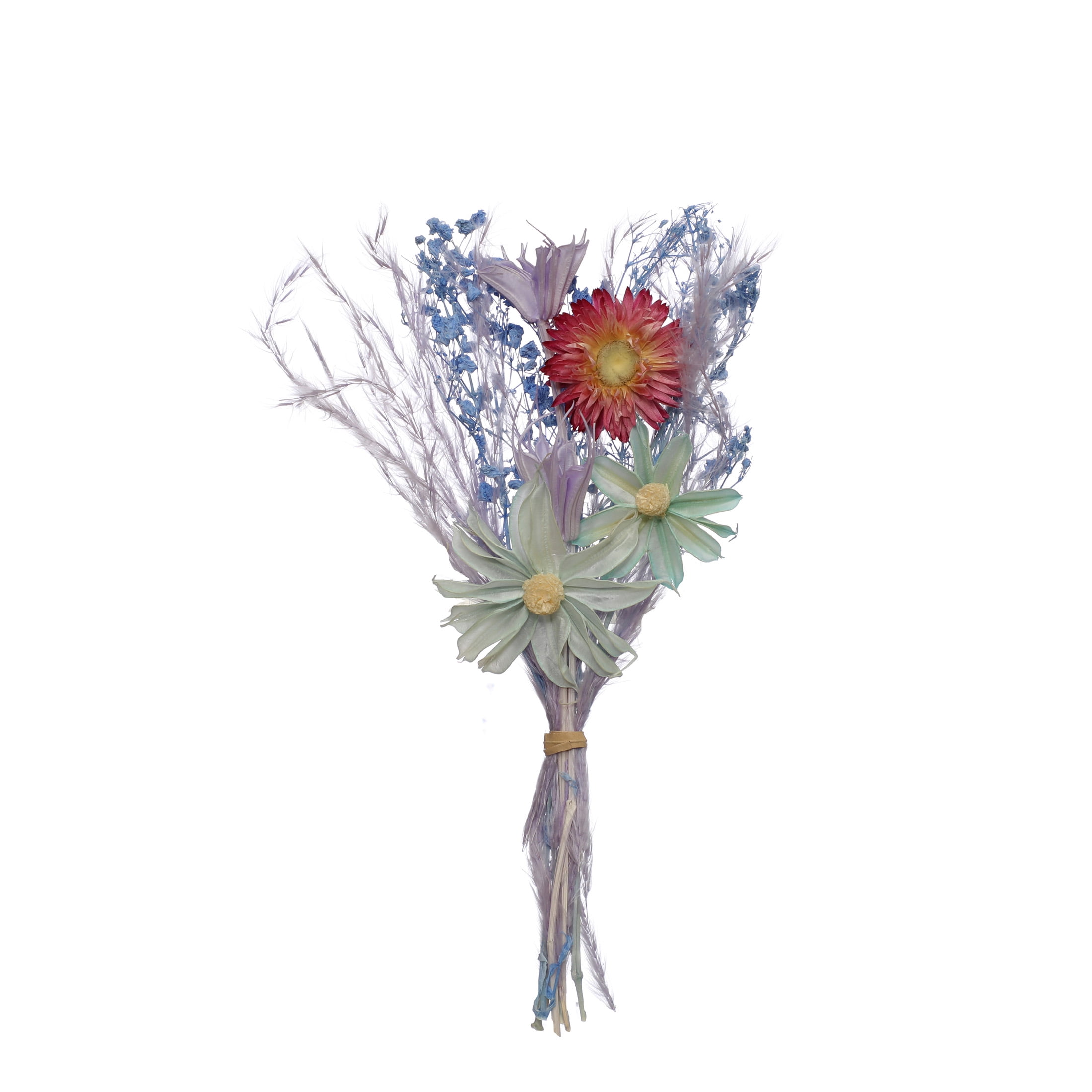 Blue and Red Dried Floral Mini Bundle with Silver Grass