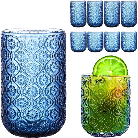 Blue Drinking Glasses Set of 12