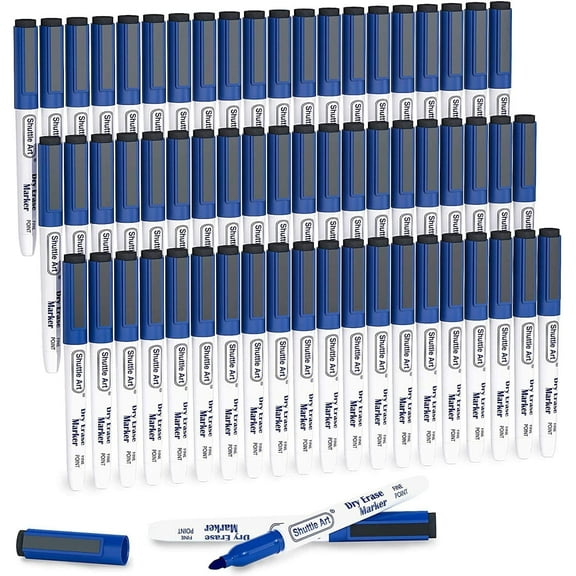 Blue Dry Erase Markers, Shuttle Art 60 Pack Magnetic Whiteboard Markers with Erase,Fine Point Dry Erase Markers Perfect For Writing on Whiteboards, Dry-Erase Boards,Mirrors