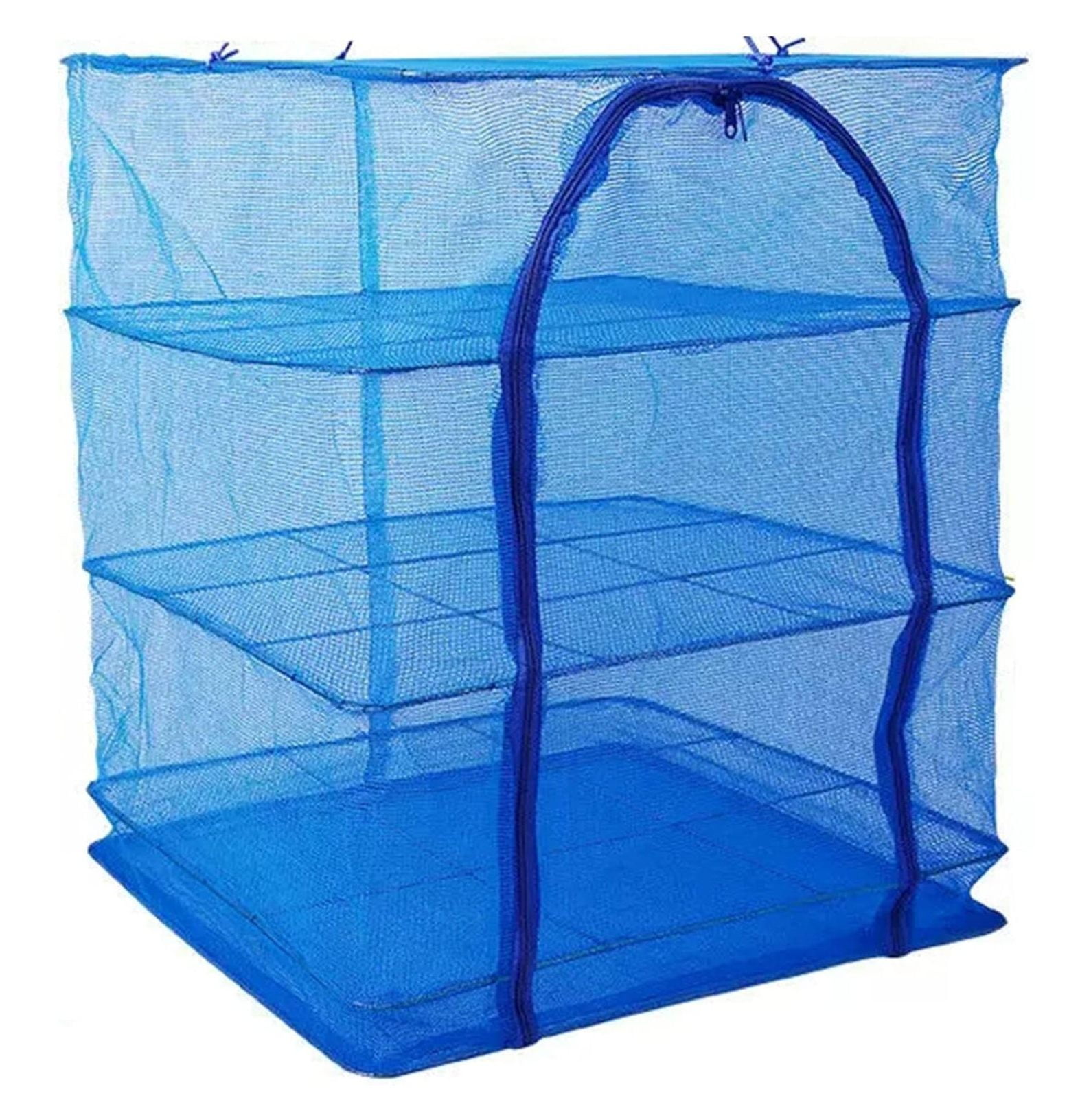 Blue Drying Rack 3 Layer Hanging Drying Net Folding Fish Mesh with