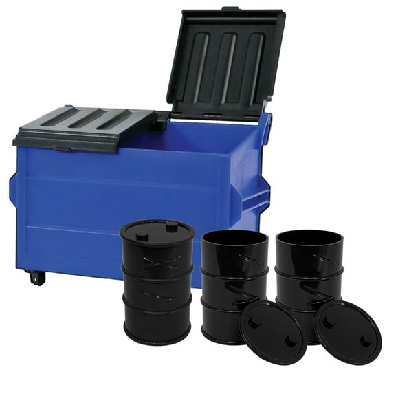 Blue Dumpster & 3 Black Oil Drums for WWE Wrestling Action Figures