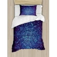 thumbnail image 1 of Blue Duvet Cover Set, Digital Geometric Mosaic Perspective Depth Pixel Art Graphic Design, Decorative 2 Piece Bedding Set with 1 Pillow Shams, Twin Size, Pale Blue Navy Blue, by Ambesonne, 1 of 3