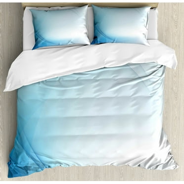 Blue Duvet Cover Set King Size, Beam Effect Waves Abstract Technology Modern Art Curves Softness Illustration, Decorative 3 Piece Bedding Set with 2 Pillow Shams, Blue and Pale Blue, by Ambesonne