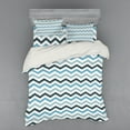 thumbnail image 1 of Blue Duvet Cover Set, Ocean Inspired Image with Sharp Zig Zag Chevron Image, Bedding Set with Shams and Fitted Sheet, 3 Sizes, by Ambesonne, 1 of 3