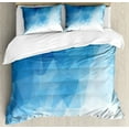 thumbnail image 1 of Blue Duvet Cover Set Queen Size, Abstract Polygonal Blue Ombre Effect Geometrical Futuristic Crystal Looking Art, Decorative 3 Piece Bedding Set with 2 Pillow Shams, Baby Blue Blue, by Ambesonne, 1 of 3