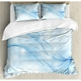 thumbnail image 1 of Blue Duvet Cover Set Queen Size, Blurred Motion Swirl Lines Futuristic Round Shapes Curve Looking Print, Decorative 3 Piece Bedding Set with 2 Pillow Shams, Baby Blue and Blue, by Ambesonne, 1 of 3