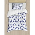 thumbnail image 1 of Blue Duvet Cover Set Twin Size, Hand Drawn Style Chinese Pattern with Flowers Nature Inspired Artistic Vintage, Decorative 2 Piece Bedding Set with 1 Pillow Sham, Violet Blue White, by Ambesonne, 1 of 3