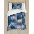 thumbnail image 1 of Blue Duvet Cover Set Twin Size, Nordic Scandinavian Cultural Pattern in Winter Colors Retro Style Traditional, Decorative 2 Piece Bedding Set with 1 Pillow Sham, Pale Blue White, by Ambesonne, 1 of 3