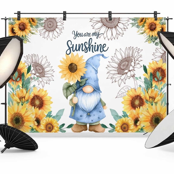 Blue Dwarfs Backdrop for Photography, You Are My Sunshine Sunflower Spring Plant Photo Backdrop Portrait Background Party Banner Photo Backgrounds for Studio Booth Props, 12x8ft