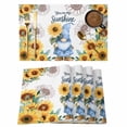 thumbnail image 1 of Blue Dwarfs Placemats Set of 12, You Are My Sunshine Sunflower Spring Plant Non-Slip Place Mats Washable Table Mats for Kitchen Dining Table Decorations Indoor/Outdoor, 1 of 9