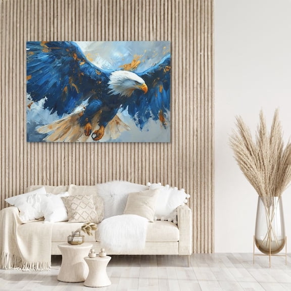 Blue Eagle Flying Art - Majestic Wildlife Oceanic Tone Poster 8x12 UNFRAMDE