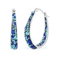 thumbnail image 1 of Blue Earrings for Women - Inside Out Hoops for Her - Crystal Statement Jewelry Anniversary Birthday Christmas Gifts for Her - Blue, 1 of 9