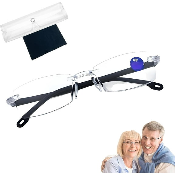 Blue Ease Optics Glasses, Clear Automatic Zoom Reading Eyeglasses, Smart Look Far and Near Blue Glasses