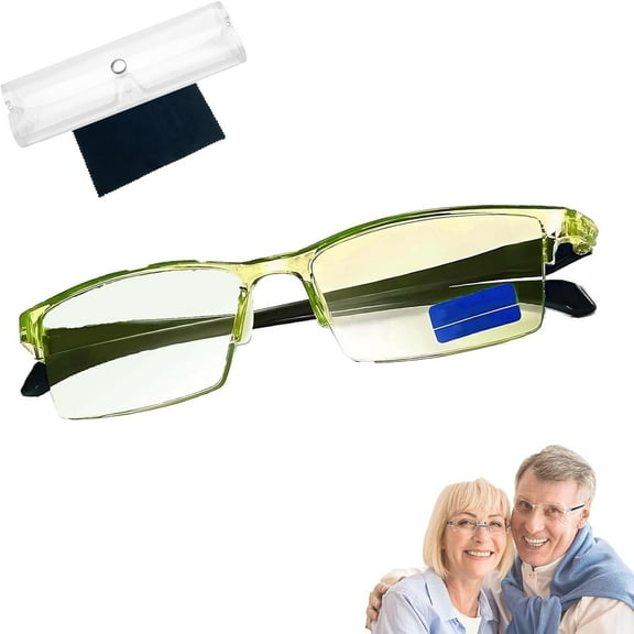 Blue Ease Optics Glasses, Clear Automatic Zoom Reading Eyeglasses, Smart Look Far and Near Blue Glasses