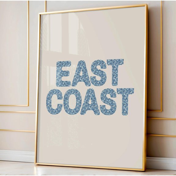 Blue East Coast Print, Chinoiserie Coastal Grandma Print, Preppy Wall Art, Beachy Room Decor, Coastal Aesthetic, Surf Poster, Apartment Art Wall Art, Modern Wall Decor, 16x24 UNFRAMED