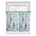 thumbnail image 1 of Blue Easter Bunny 2 Panel Kitchen Curtains for Windows, Spring Daisy Modern Ombre Striped Bathroom Privacy Curtain, Home Décor Window Treatment for Bedroom/Living Room 55"x45", 1 of 6